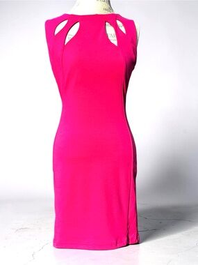 Jessica Hot Pink Cut Out Sheath Dress Cocktail Wedding Guest Size 4